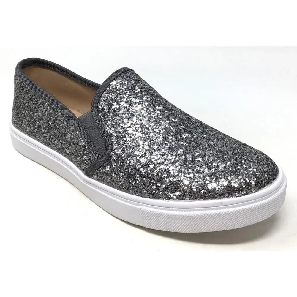 Fever Sole Women 's Size 7.5 Silver Metal Casual Slip-On Flats Sneaker (6169858)